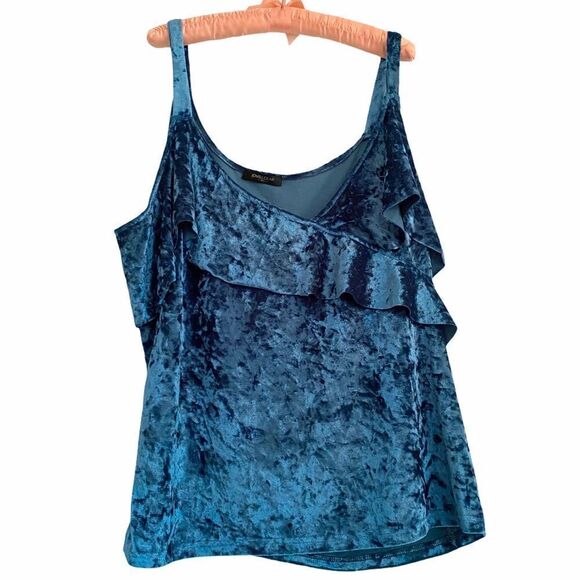 Love U Dear 3XL Peacock Blue Crushed Velvet Tank - Picture 1 of 6